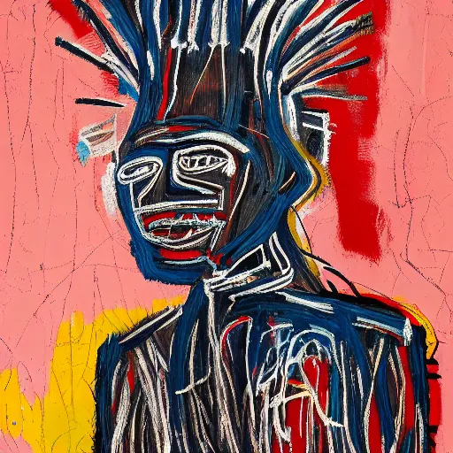 Image similar to A extremely highly detailed majestic hi-res beautiful immaculate head and shoulders painting of a strong black african man by Jean-Michel Basquiat, 8k, high textures, hyper sharp, insanely detailed and intricate, super detailed, 4k HDR high quality