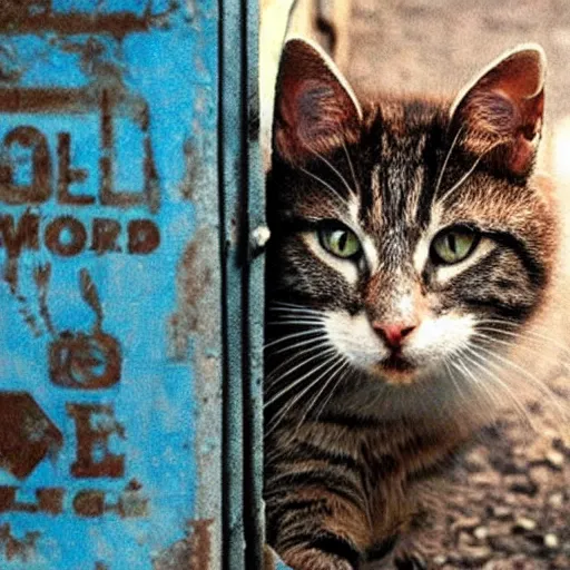 Image similar to once there was a little alley cat without a name. he lived among the trash and only came out at night