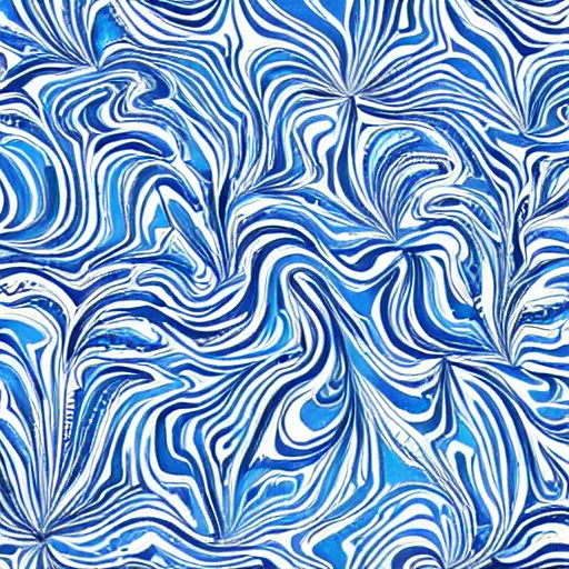 Image similar to pattern art, blue and white color scheme, marbling