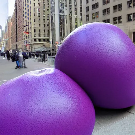 Prompt: realistic highly detailed elegant purple geoid slime in the city of new york