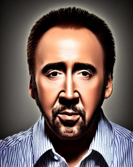 Image similar to nicolas cage headshot headshot even lighting