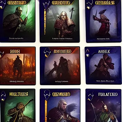 Prompt: gwent cards a set of witcher