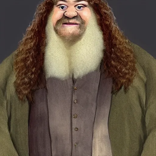 Prompt: Hagrid dressed as British royalty, photo realistic