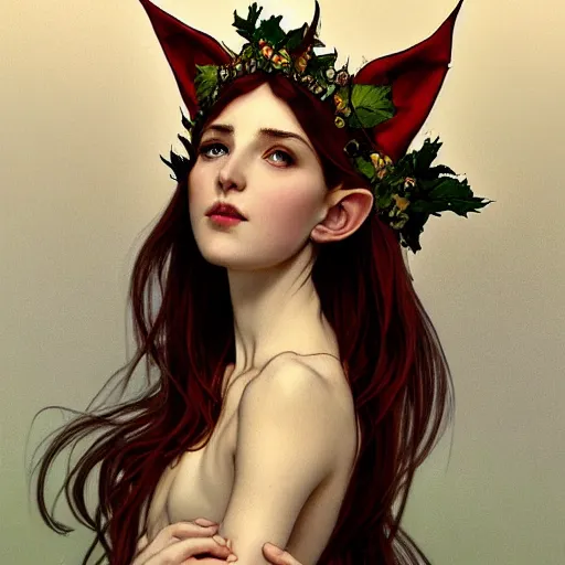 Prompt: portrait of very beautiful elf, rose crown, thorn background, headshot, pale skin, 4k, rule of thirds, extreme detail, detailed drawing, trending artstation, hd, fantasy, D&D, realistic lighting, by Alphonse Mucha, Greg Rutkowski, sharp focus, backlit, bright white hair, elegant