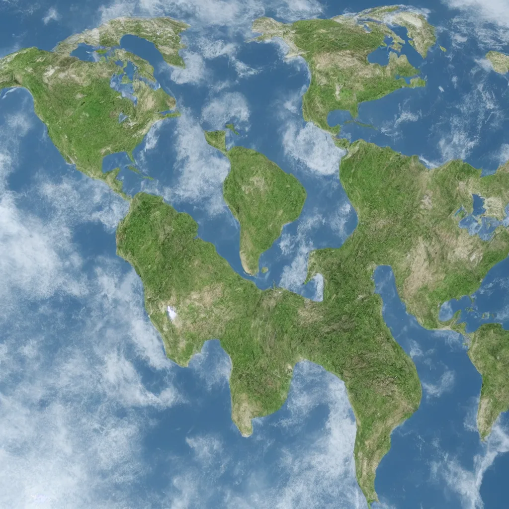 Prompt: 3 d render of the earth where oceans are lands and lands are oceans
