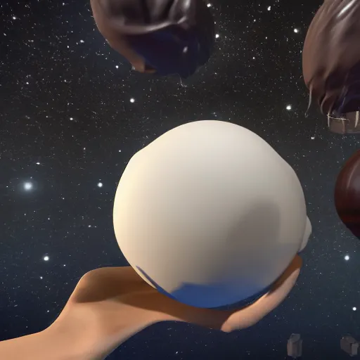 Image similar to chocolate light bulb in space made of milk, unreal engine 5, ray tracing, extremely detailed