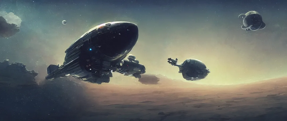 Prompt: concept art, small spaceship drifting in space, the expanse tv series, industrial design, industrial apparent, immensity, wide angle, cinematic lighting, 4k, widescreen ratio, by sparth, beksinski