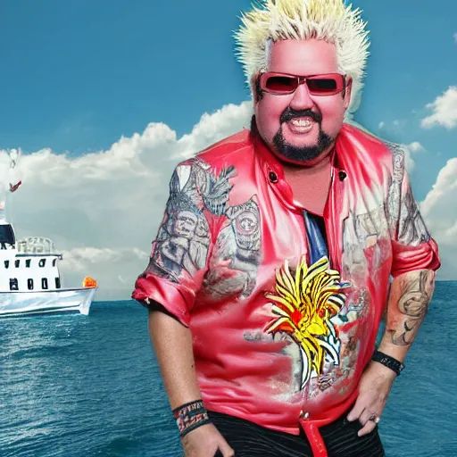 Image similar to guy fieri in the bathysphere trieste at the bottom of the marianas trench