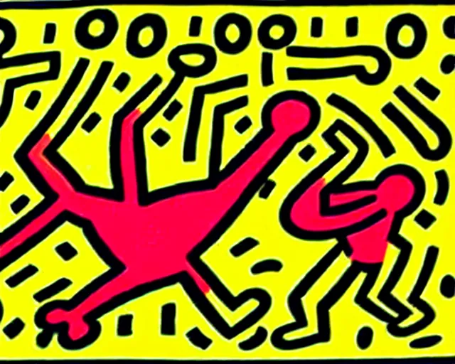 Prompt: artwork by keith haring