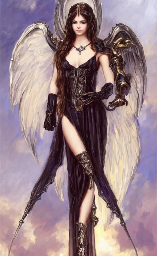 Prompt: Alchemy Angel knight gothic girl. By Konstantin Razumov, highly detailded