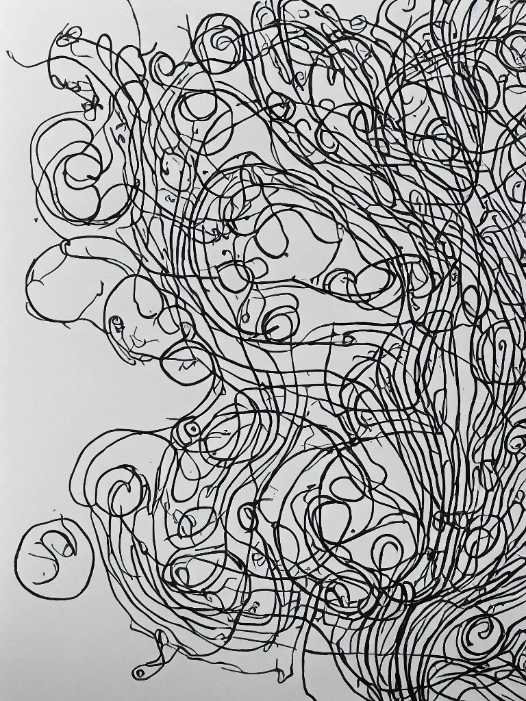 Image similar to single line drawing, acorn turns into a tree in shape of treble clef, two half drawing one with bursts of color, trending on art station, continuous line drawing, ONE LINE