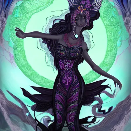 Image similar to Eldritch fairy lovecraft Woman, black hair, Kali