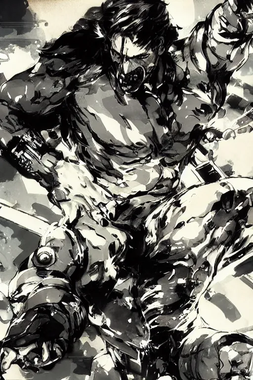 Image similar to metal gear solid concept art by yoji shinkawa