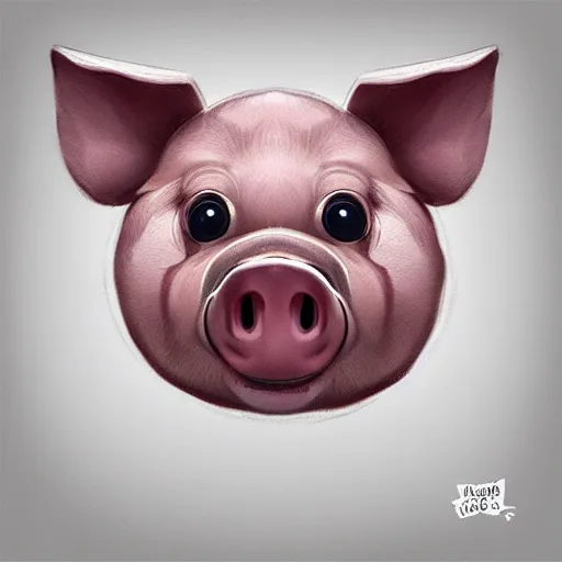 Image similar to face of cutest pig in the world. Artistic. Concept art. Drawing. High details. Artstation. Cute.