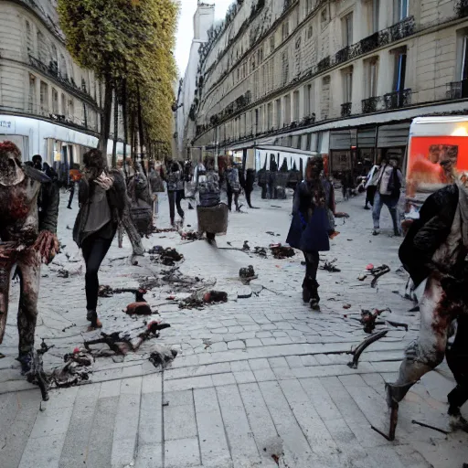 Prompt: a zombie apocalypse in paris