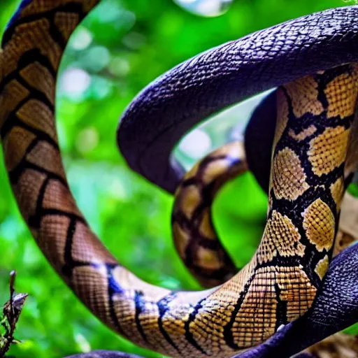 Image similar to huge snakes wearing top hats in the jungle, national geographic photo, detailed, 4k