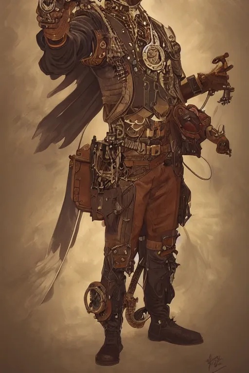 Prompt: anthropomorphic hawk as steampunk half - cyborg, western, high fantasy, dnd, smooth, sharp focus, illustration, highly detailed, digital painting, artstation, concept art, by disney animation, rossdraws, alphonse mucha, frank fanzzeta, collectible card art