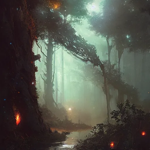 Image similar to nebula forest by greg rutkowski, high key lighting, volumetric light, digital art, highly detailed, fine detail, intricate, ornate, complex, octane render, unreal engine, photorealistic digital painting, artstation, concept art, sharp focus, art by greg rutkowski and alphonse mucha