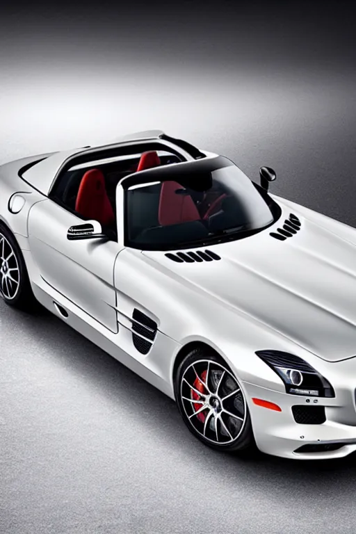 Image similar to Mercedes SLS AMG crossed with a Mercedes-Benz 300SL, studio lighting, high resolution, award winning