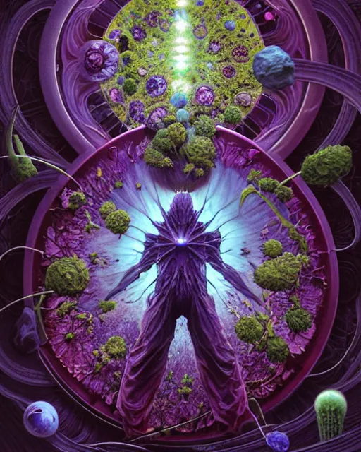 Prompt: the platonic ideal of flowers, rotting, insects and praying of cletus kasady carnage thanos nazgul doctor manhattan chtulu mandelbulb howl's moving castle mandala davinci heavy rain the witcher, d & d, fantasy, ego death, decay, dmt, psilocybin, art by artgerm and greg rutkowski and alphonse mucha