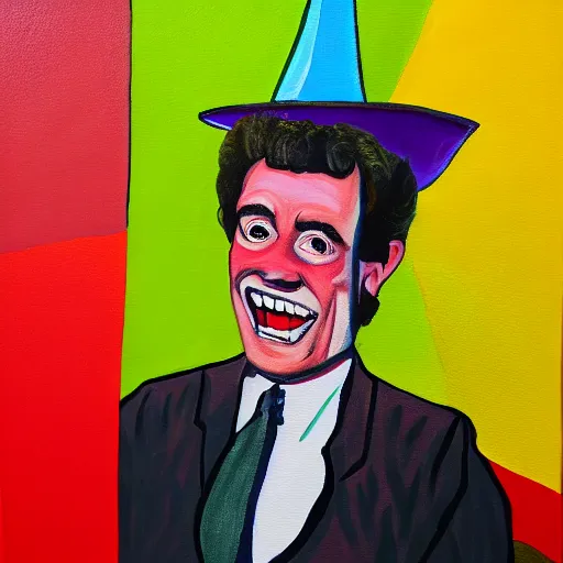 Prompt: painting of comedian tim dillon colorful,, 800t, 35mm, full-HD