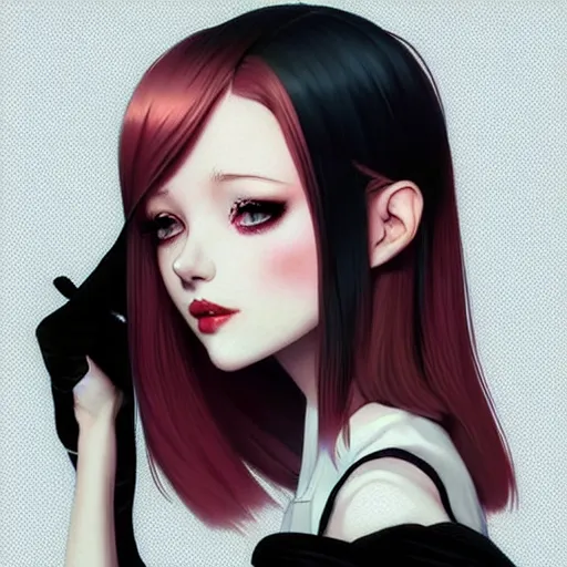 Image similar to a beautiful slim shy blonde goth girl ignores you, art by ilya kuvshinov and lois van baarle and ross tran and range murata and artgerm and andy warhol, norman rockwell, digital art, highly detailed, profile picture, intricate, sharp focus, mystical trending on artstation hq, deviantart, pinterest, unreal engine 5, 4 k uhd image