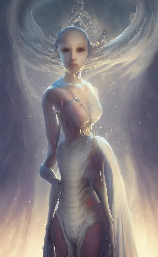 Image similar to a girl from final fantasy live action, squidward, evocative, mystical night, very very very very detailed, award winning, masterpiece digital painting by greg rutkowski, alex grey, artstation, 4 k wallpaper