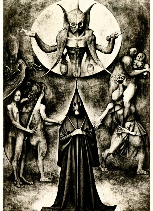 Image similar to photograph of mephistopheles by hieronymus bosch, joel peter witkin, misha gordin, gustave dore, matte painting