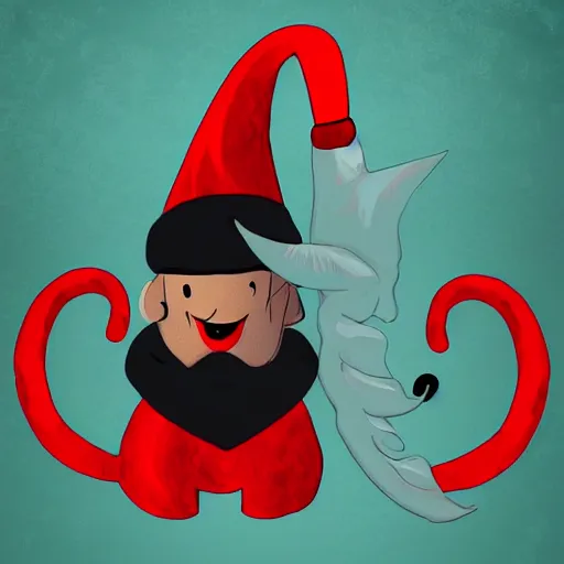 Image similar to satan claus with devil's tail, digital art