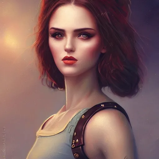 Prompt: gorgeous russian woman in police uniform by tom bagshaw, jeremiah ketner, soft lighting, solid background,