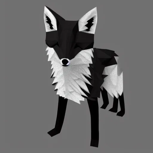 Prompt: rare classified photo, black & white, studio lighting, low poly fox