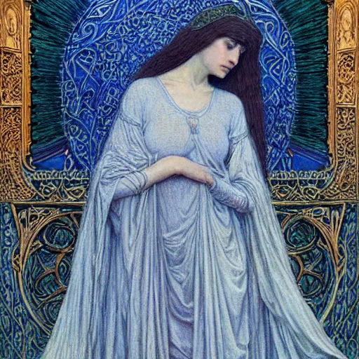 Image similar to detailed realistic portrait of a beautiful young medieval queen by jean delville, art nouveau, symbolist, visionary, gothic