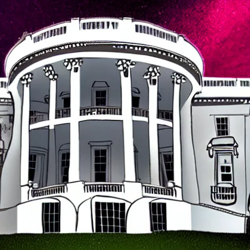 Image similar to the white house in the style of meow wolf