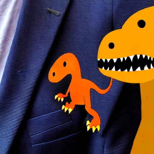 Image similar to dinosaur wearing a suit