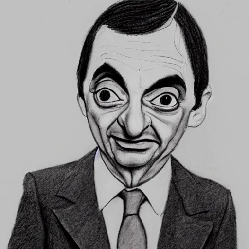 Image similar to mr bean drawn by a five year old, pencil