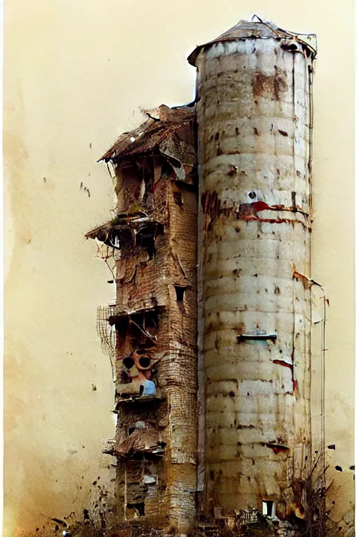 Image similar to (((((a multistory ramshackle silo))))) by Jean-Baptiste Monge!!!!!!!!!!!!!!!!!!!!!!!!!!!