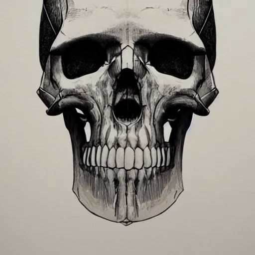 Image similar to a beautiful artwork portrait of a viking skull by Adrian Tomine, featured on artstation