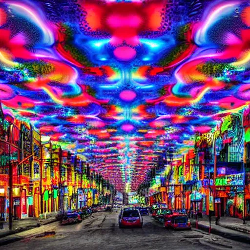 Image similar to psychedelic city,