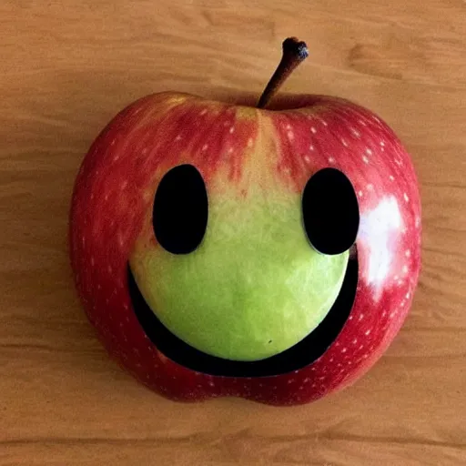 Image similar to an apple with a face looking like elon musk