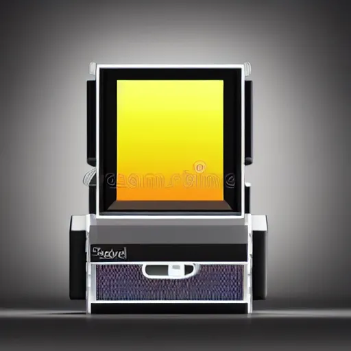 Prompt: 3 d render of a stacked polaroid camera, vector illustration, with flash, futuristic design