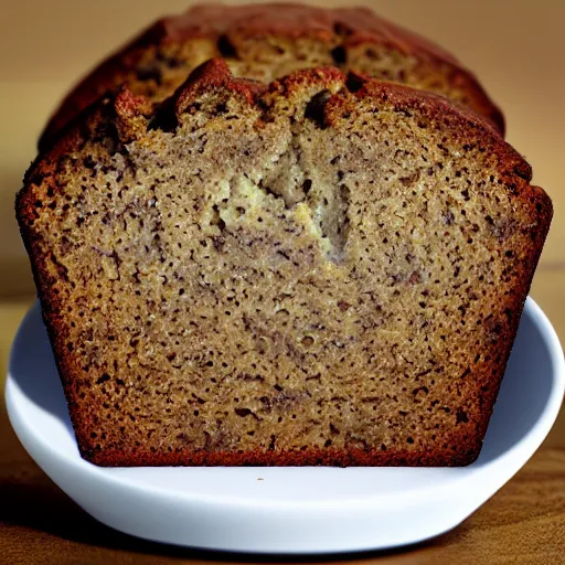 Image similar to photorealistic photograph of banana bread at work dude, photorealistic, realism, highly detailed, ultra detailed, ambient occlusion, depth of field