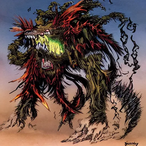 Image similar to an itch elemental, whirling energy made of itches ( dramatic, cinematic, by simon bisley )