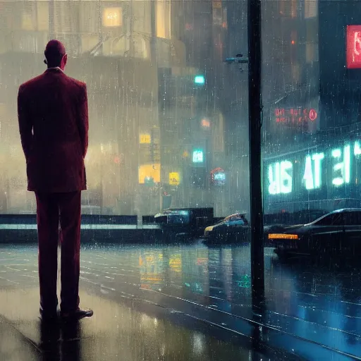 Image similar to detailed portrait of an elegant graceful yet lonely robot, electronic billboards, tech noir, wet reflections, atmospheric, ambient, livia prima, greg rutkowski, edward hopper, pj crook