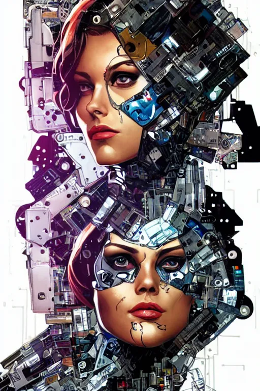 Image similar to a portrait of a beautiful cybernetically enhanced woman, by marvel comics and sandra chevrier