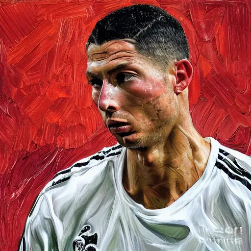 Prompt: high quality high detail painting by lucian freud, hd, christian ronaldo as a king