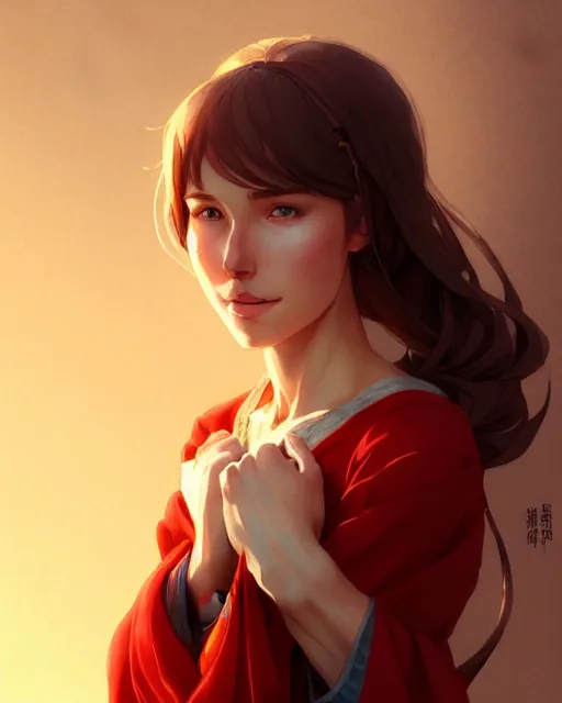 Image similar to portrait of a female peasant, crying, simple clothes, fantasy, face like gal gadot, red hair shinkai makoto studio ghibli studio key hideaki anno sakimichan stanley artgerm lau rossdraws james jean marc simonetti elegant highly detailed digital painting artstation pixiv