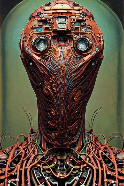 Prompt: retro boxy robot, detailed realistic surreal groovypunk robot in full regal attire. face portrait. art nouveau, symbolist, visionary, baroque, giant fractal details. horizontal symmetry by zdzisław beksinski, iris van herpen, raymond swanland and alphonse mucha. highly detailed, hyper - real, beautiful