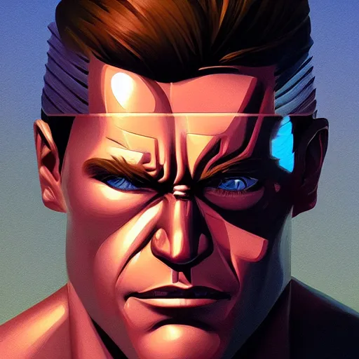 Image similar to face icon stylized minimalist the terminator, loftis, cory behance hd by jesper ejsing, by rhads, makoto shinkai and lois van baarle, ilya kuvshinov, rossdraws global illumination