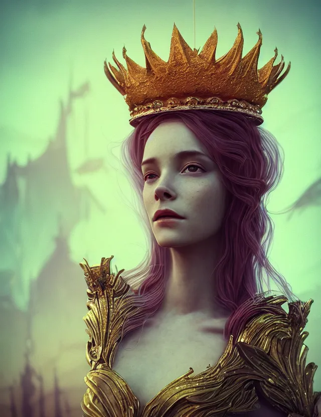 Image similar to blurred background. close-up portrait of a goddess in crown, by Anne Bachelier by Anka Zhuravleva, Anato Finnstark and Alena Aenami, Angus McKie, Anton Fadeev, octane render, unreal engine, cinematic counter light, high detail, octane render, 4k