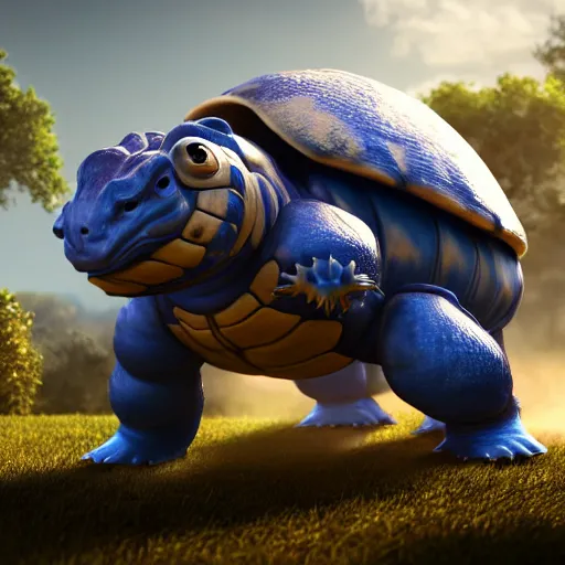 Prompt: photography of a realistic blastoise animal, ultra detailed, 8 k, cinematic lighting, natural background, trending on artstation, pokemon